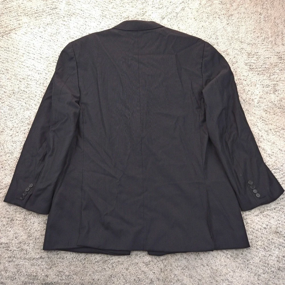 Canali Jacket 46L 56IT Wool Pinstripe Coat Black Button Made In Italy Pravda GUC